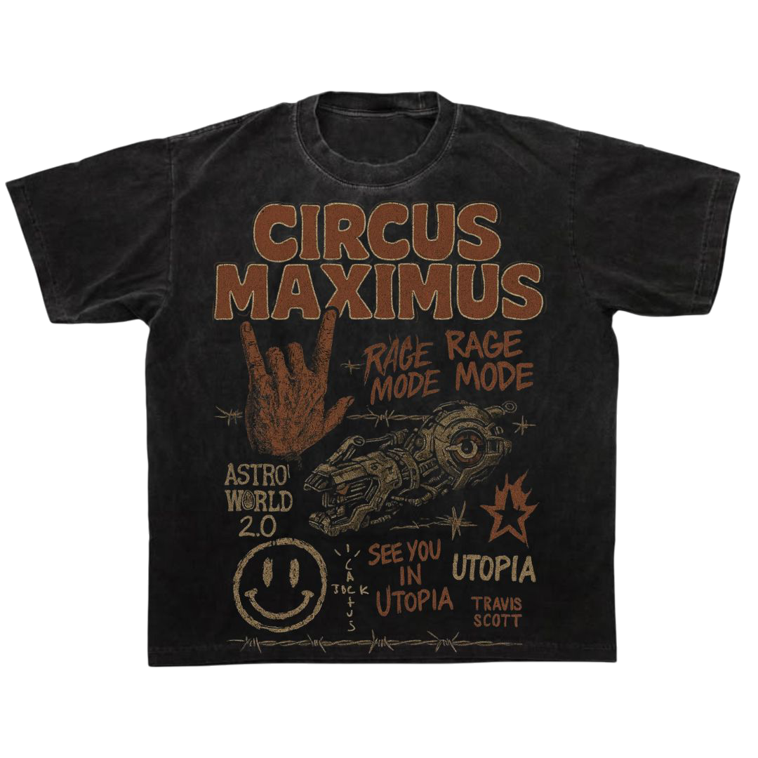 CIRCUS MAXIMUS - TRAVIS SCOTT OVERSIZED ACID WASH TSHIRT