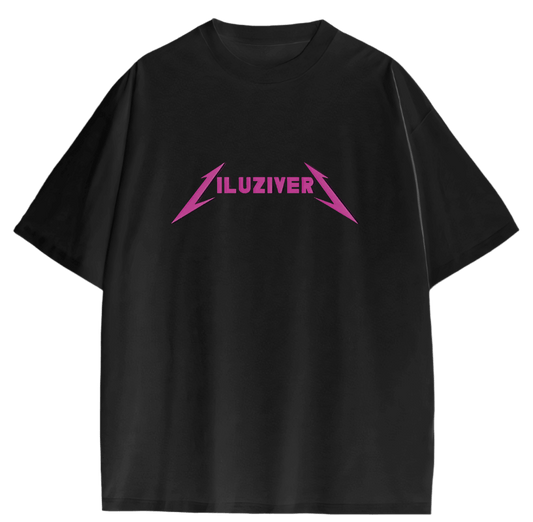 PINKTAPE- Lil Uzi Vert oversized t-shirt in black with vibrant pink graphics, ideal for streetwear and rap merch enthusiasts.