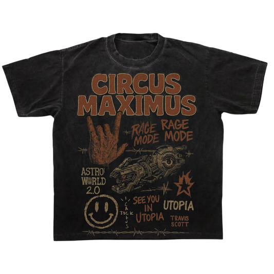 CIRCUS MAXIMUS - TRAVIS SCOTT OVERSIZED ACID WASH TSHIRT